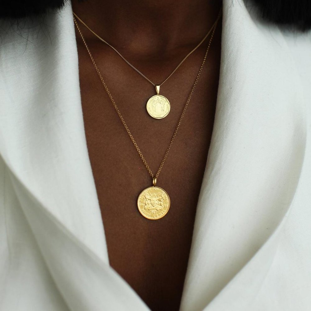 THE DOUBLE Up Coin Necklace Stack in Gold Vermeil
